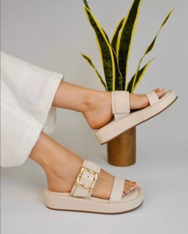 Chic Double-Strap Mules With Gold Buckle Nancy