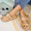 Chic Double-Strap Mules With Gold Buckle Nancy