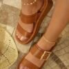 Chic Double-Strap Mules With Gold Buckle Nancy