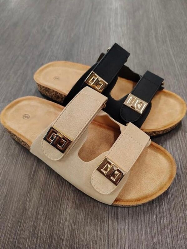 Casual Chic Double Buckle Slides Sandals
