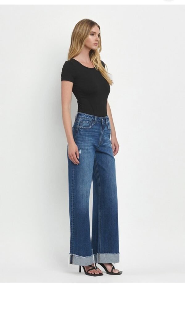 Super High Rise Cuffed Baggy Wide Leg Jeans