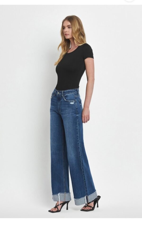 Super High Rise Cuffed Baggy Wide Leg Jeans