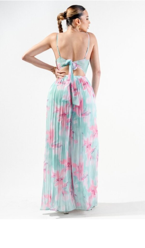 Romantic Floral Chiffon Winkled Palazzo Jumpsuit
