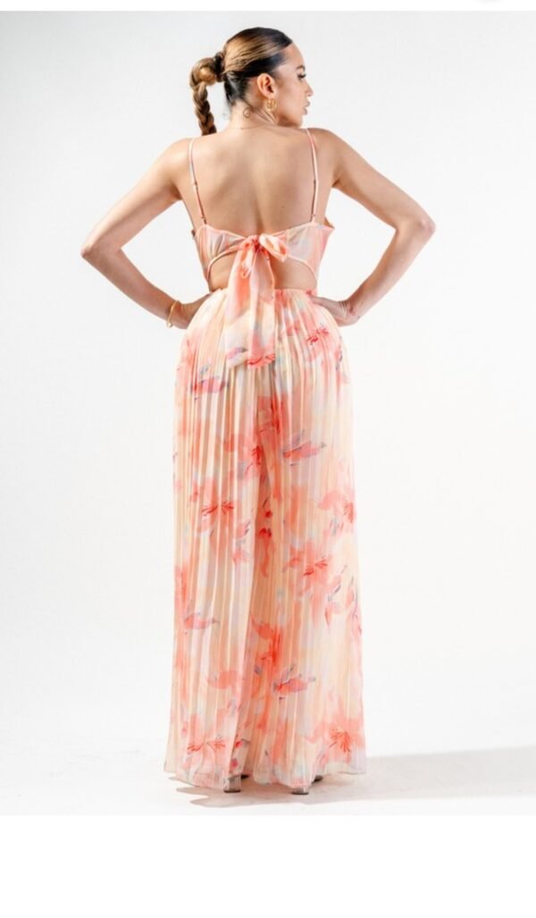 Romantic Floral Chiffon Winkled Palazzo Jumpsuit