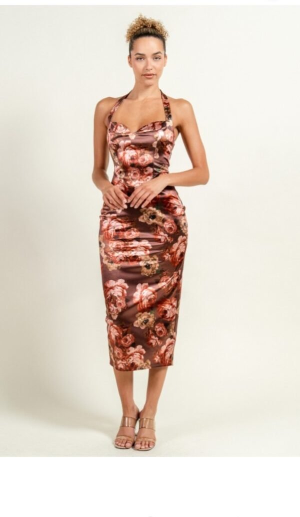 Peekaboo Halter Neck Midi Dress