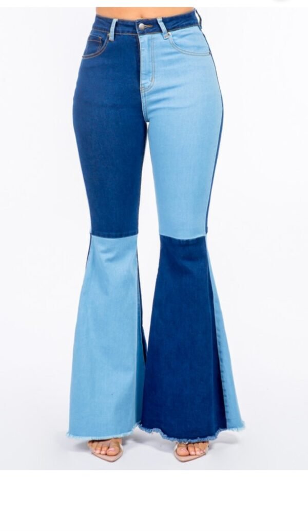Screenshot_20250822_190123_Chrome Plus Size Denim Color Block Flare Jeans