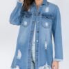 Distressed Denim Shirt Style Jacket