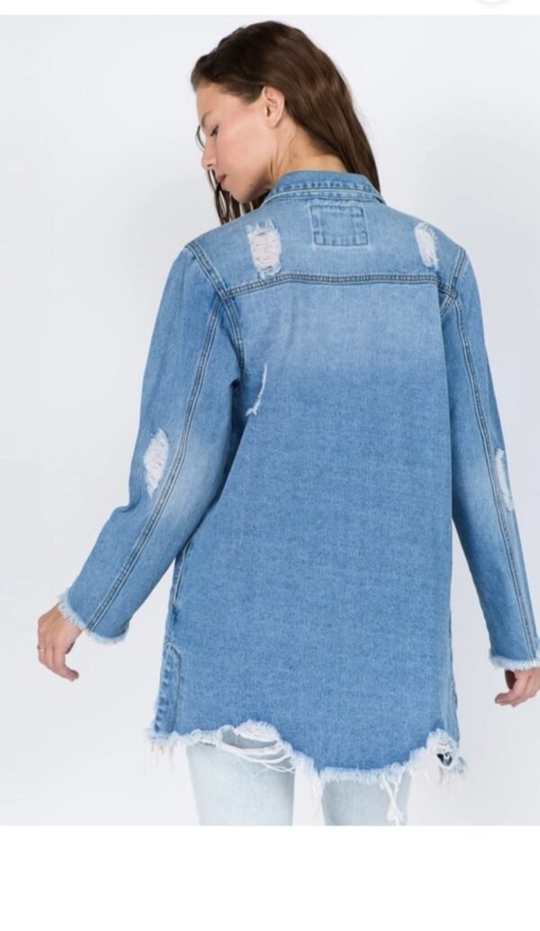 Distressed Denim Shirt Style Jacket