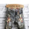 Men Vintage Ripped Short Jeans