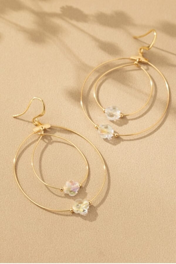 Delicate Wire Double Hoop With Glass Clovers