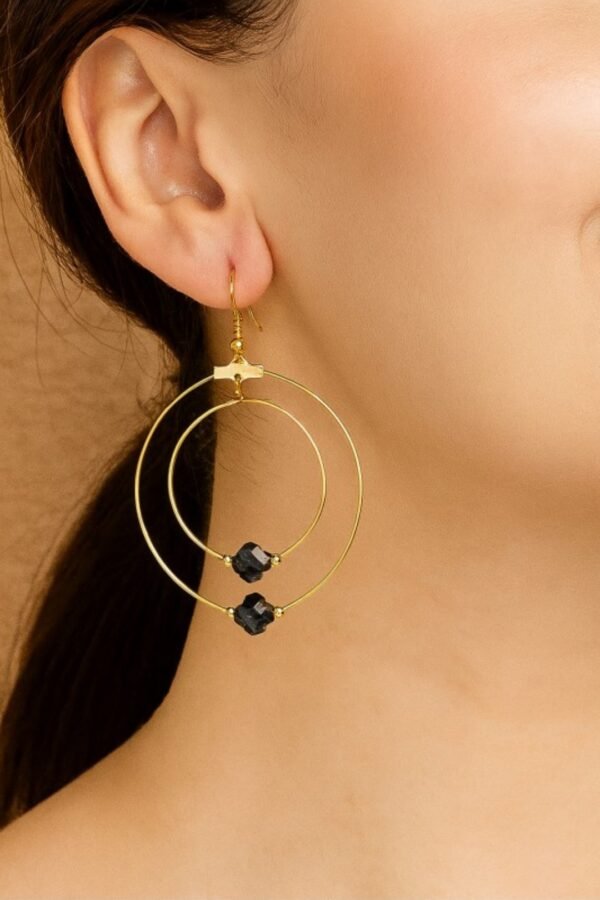 Delicate Wire Double Hoop With Glass Clovers