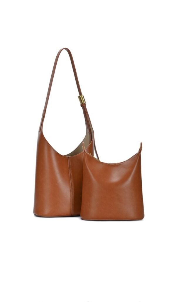 2 in 1 Plain Smooth Shoulder Bag W Extra Set