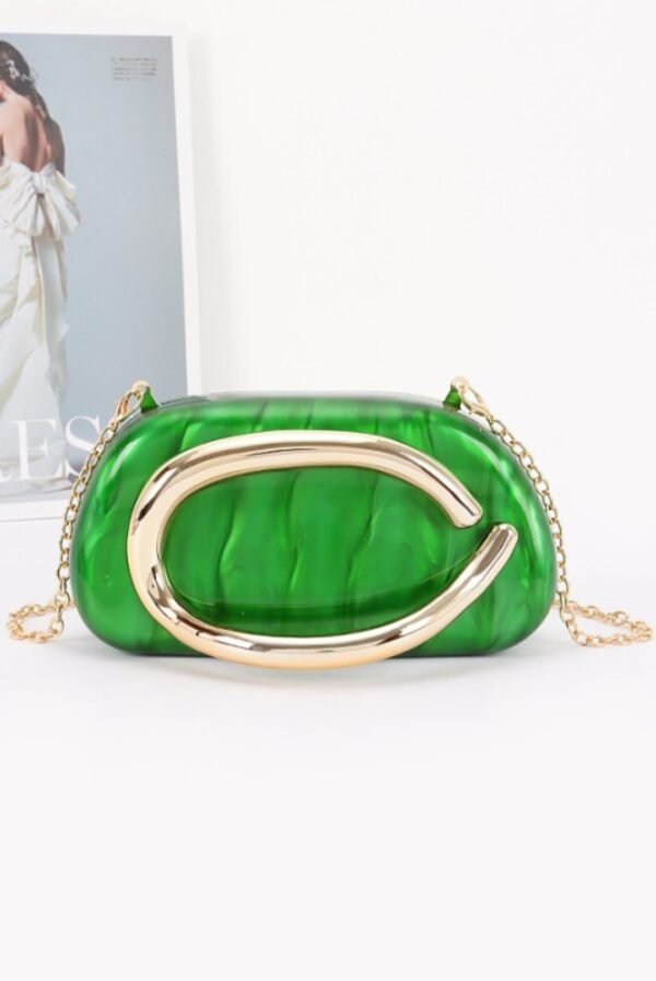 Acrylic Marble Metal Handle Clutch