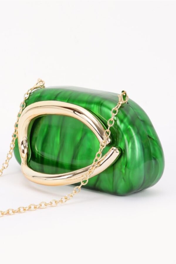 Acrylic Marble Metal Handle Clutch