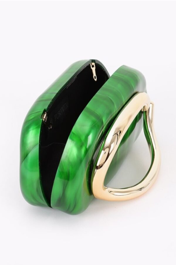 Acrylic Marble Metal Handle Clutch