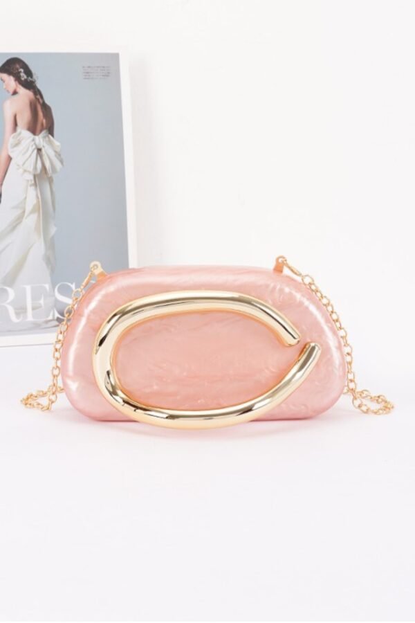 Acrylic Marble Metal Handle Clutch