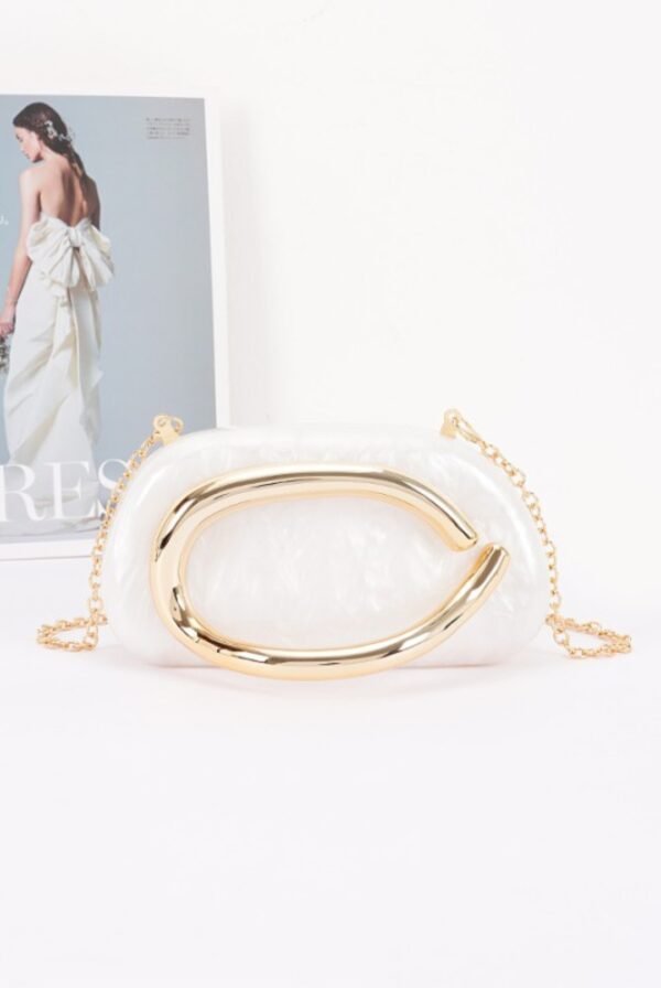 Acrylic Marble Metal Handle Clutch