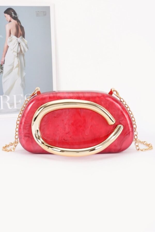 Acrylic Marble Metal Handle Clutch