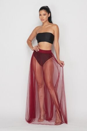 Pleated Sheer Thin Tulle Skirt