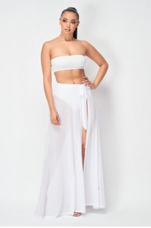 Power Mesh Maxi Wrap Skirt
