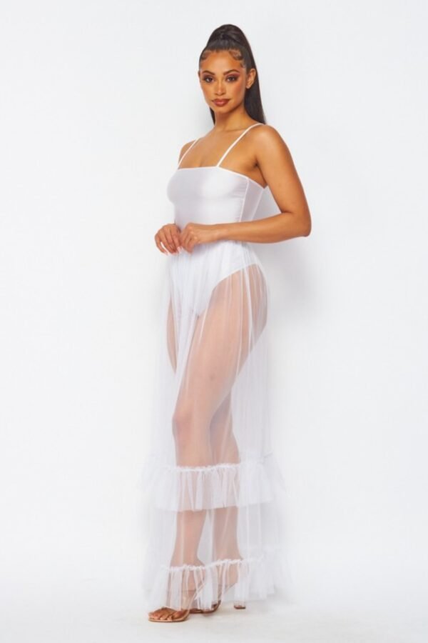 Nylon Bodysuit Dress With Tulle Skirt