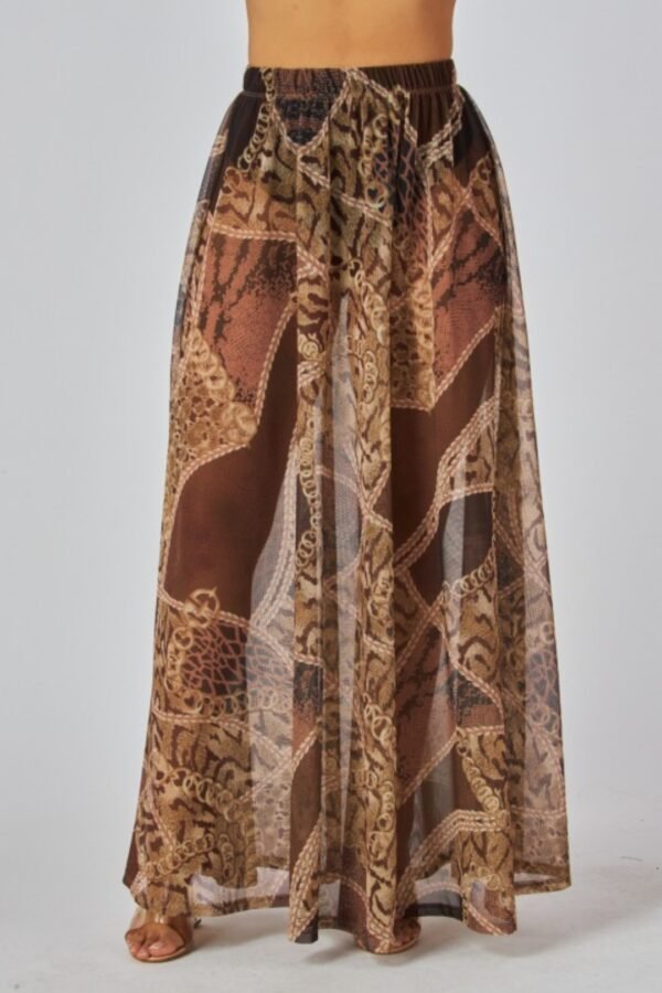 Sheer Printed Mesh Cover-Up Skirt