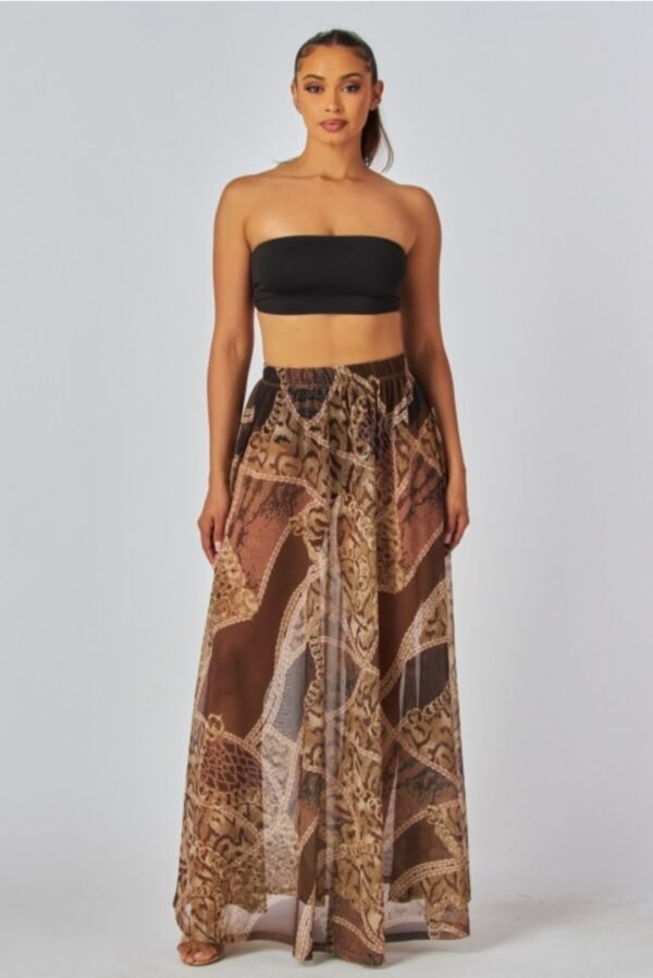 Sheer Printed Mesh Cover-Up Skirt