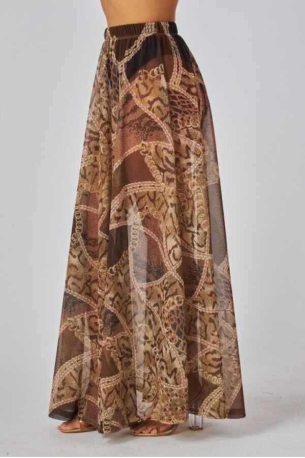 Sheer Printed Mesh Cover-Up Skirt