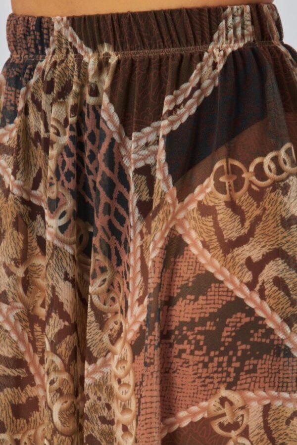 Sheer Printed Mesh Cover-Up Skirt