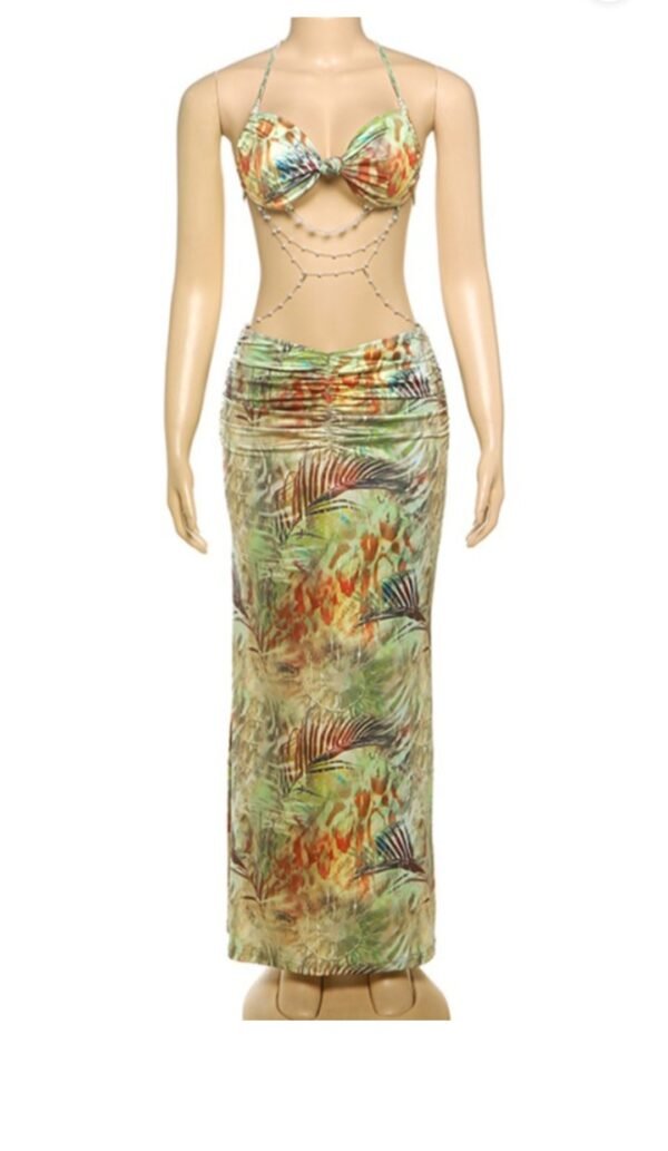 Soft Hues With Metal Accessory Summer Skirt Set