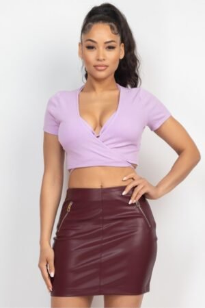 Ribbed Halter Bralette With Wrap Crop Top