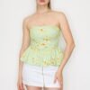 Strapless Bow-printed Balloon Top
