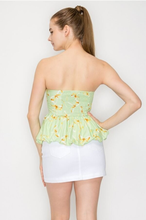 Strapless Bow-printed Balloon Top