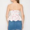 Strapless Bow-printed Balloon Top