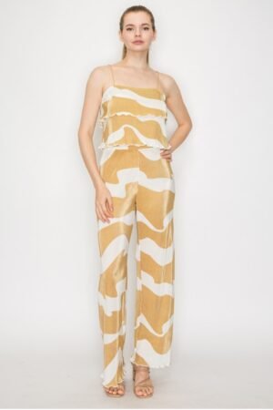 Ruffled Trim Patterned Crop Top