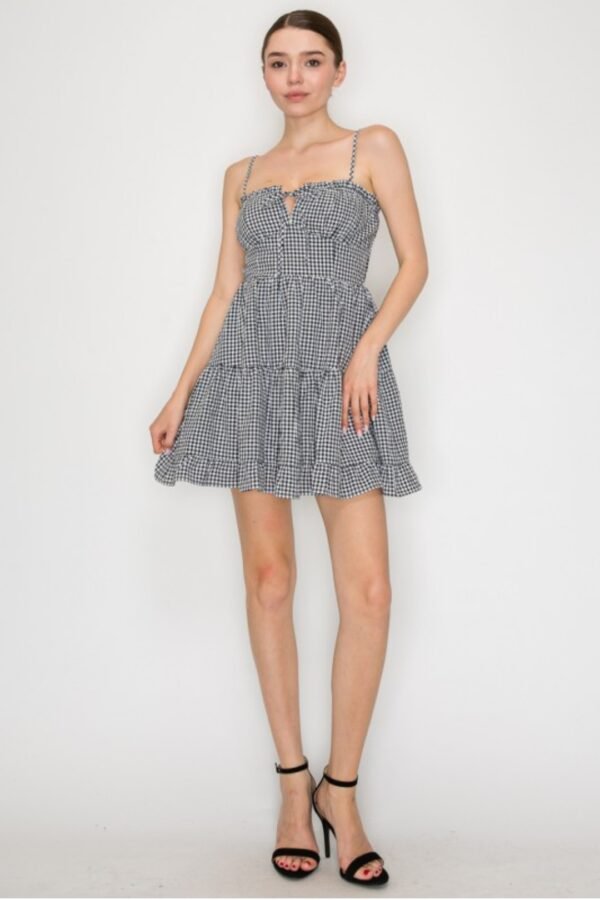 Gingham Tiered Smocked Dress