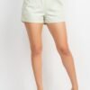 Belted High Rise Pocketed Paperbag Shorts