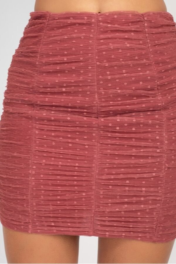 Shirring Mesh Long Sleeves Top & Skirts Set