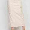 Faux Leather Long Cargo Skirt