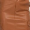 Faux Leather Long Cargo Skirt