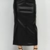 Faux Leather Long Cargo Skirt