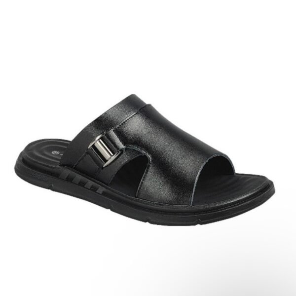 Cut Out Brushed PU Mens Slipper With Buckle
