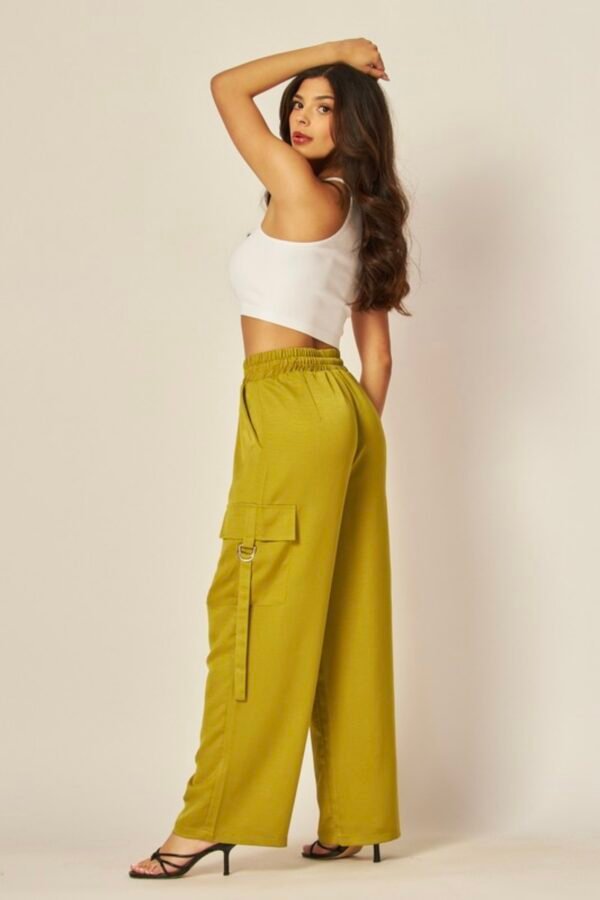 Acid Wash Satin Drawstring Cargo Pocket Pants