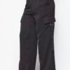 Acid Wash Satin Drawstring Cargo Pocket Pants