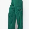 Acid Wash Satin Drawstring Cargo Pocket Pants