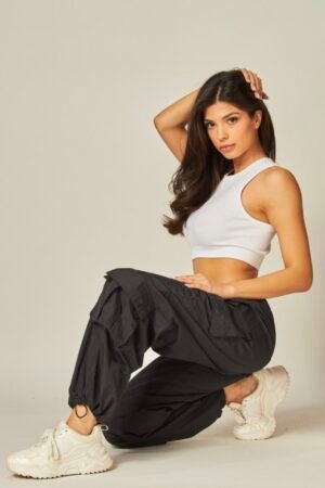 Wide-Leg Cargo Parachute Pants