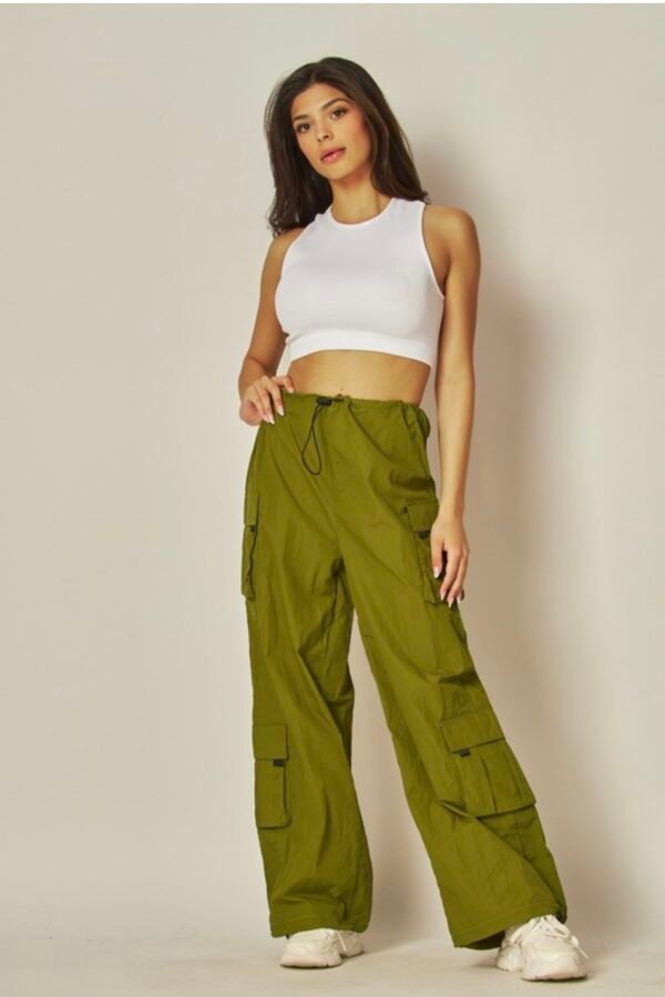 Wide-Leg Cargo Parachute Pants