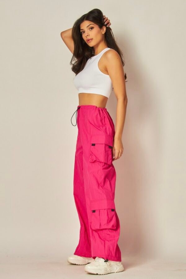 Wide-Leg Cargo Parachute Pants
