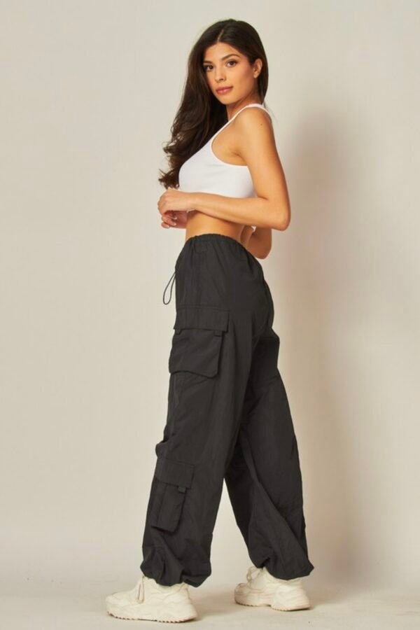 Wide-Leg Cargo Parachute Pants
