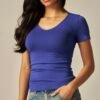 Screenshot Seamless V Neck Short Sleeve Top